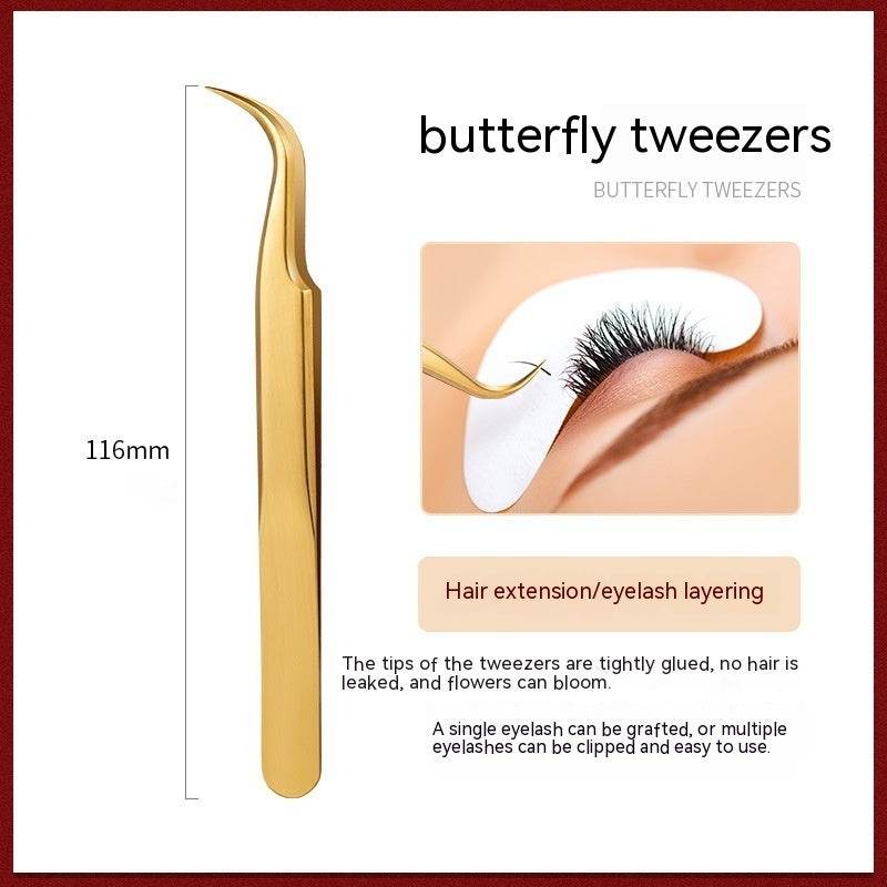 Stainless Steel Grafting Eyelash Aid Tweezers - Mubimart