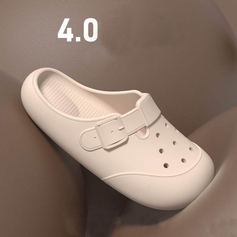 New Hole Shoes Summer Buckle Baotou Slippers Outerdoor Garden Clogs Shoes Indoor Non-Slip Floor Home Slipper - Mubimart
