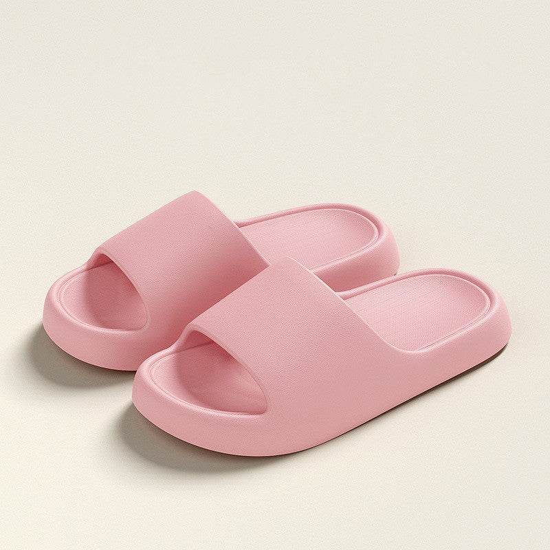 Solid Thick-soled Home Slippers Summer Non-slip Floor Bathroom Slipper For Women Men's House Shoes - Mubimart