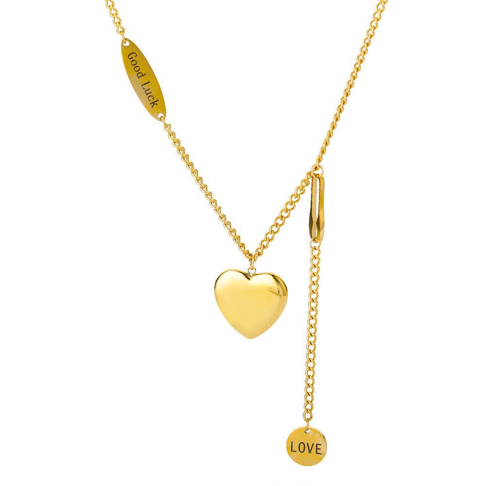 Fashion Jewelry Multilayer Heart Pendant Necklaces For Women Stainless Steel Chain Choker Zircon Moon Star Necklace Femme Wedding Jewelry Gift - Mubimart