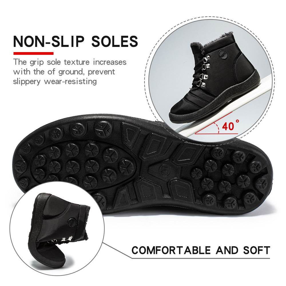 Hiking Shoes Warm Women's Snow Boots Lace-up Waterproof - Mubimart