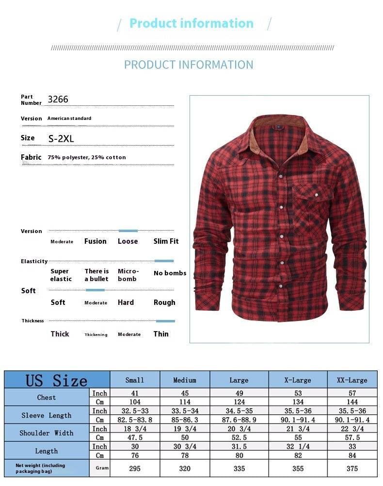 Flannel European And American Retro Pearl Buckle Western Style Long Sleeve Shirt - Mubimart