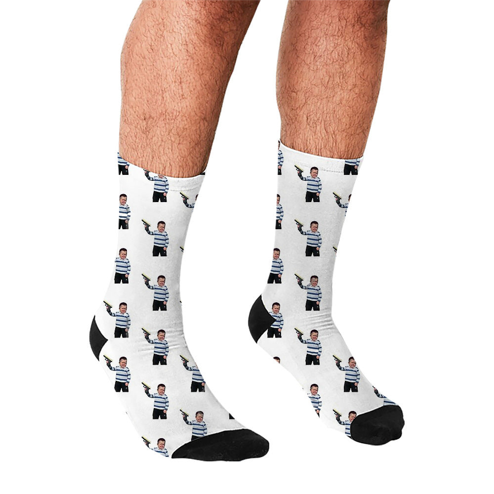 Men's Cartoon Unique Europe And America Cross Border Athletic Socks Digital Printing Lovers' Socks - Mubimart -  