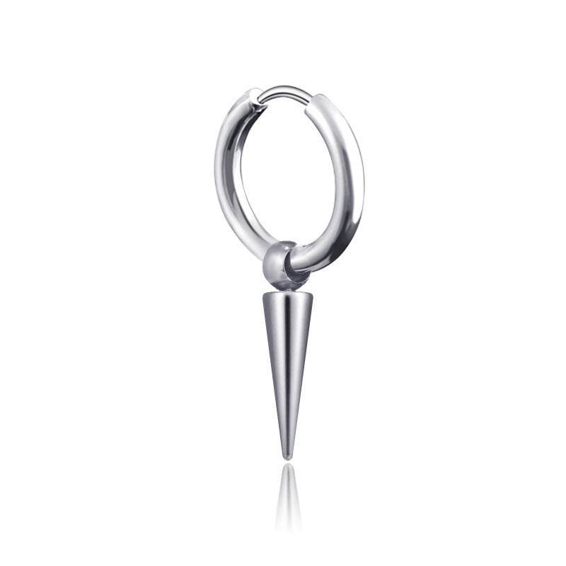 Stainless Steel Tassel Earrings Titanium Steel Single Point Stud Earrings Men - Mubimart