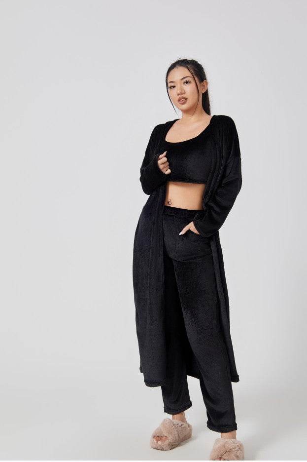 Cozy Pajama Set, 3 Piece Lounge Set, Cute Loungewear, Warm Suit Sets, Matching Set, Lounge Set, 3 Piece Pant Sets, Women Winter Dress - Mubimart