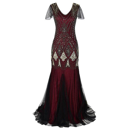 Vintage Plus Size Party Sequin Dress - Mubimart