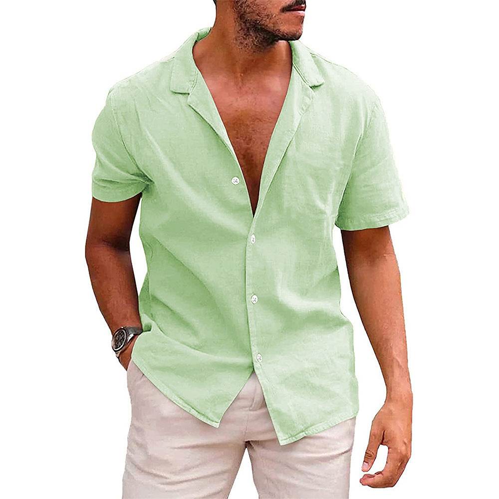 Men's Tops Casual Button Down Shirt Short Sleeve Beach Shirt Summer Mens Clothing - Mubimart
