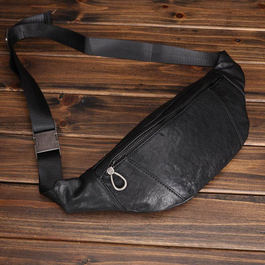 Men's Small Leather Sports Fanny Pack - Mubimart