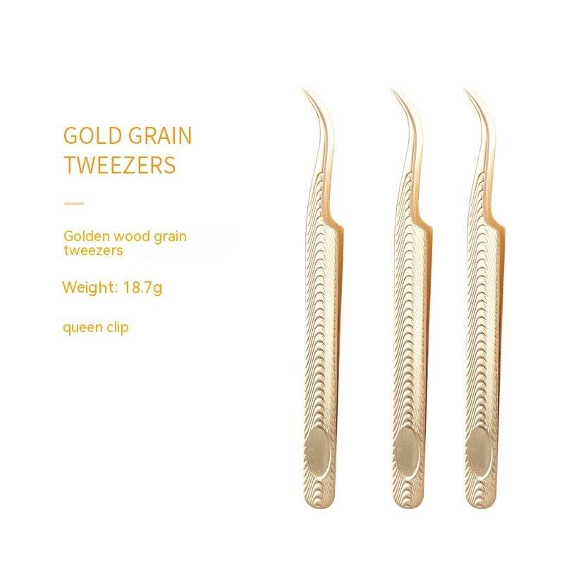 Stainless Steel Eyelash Flowering Tweezers Golden Grafting Eyelash Tweezers - Mubimart