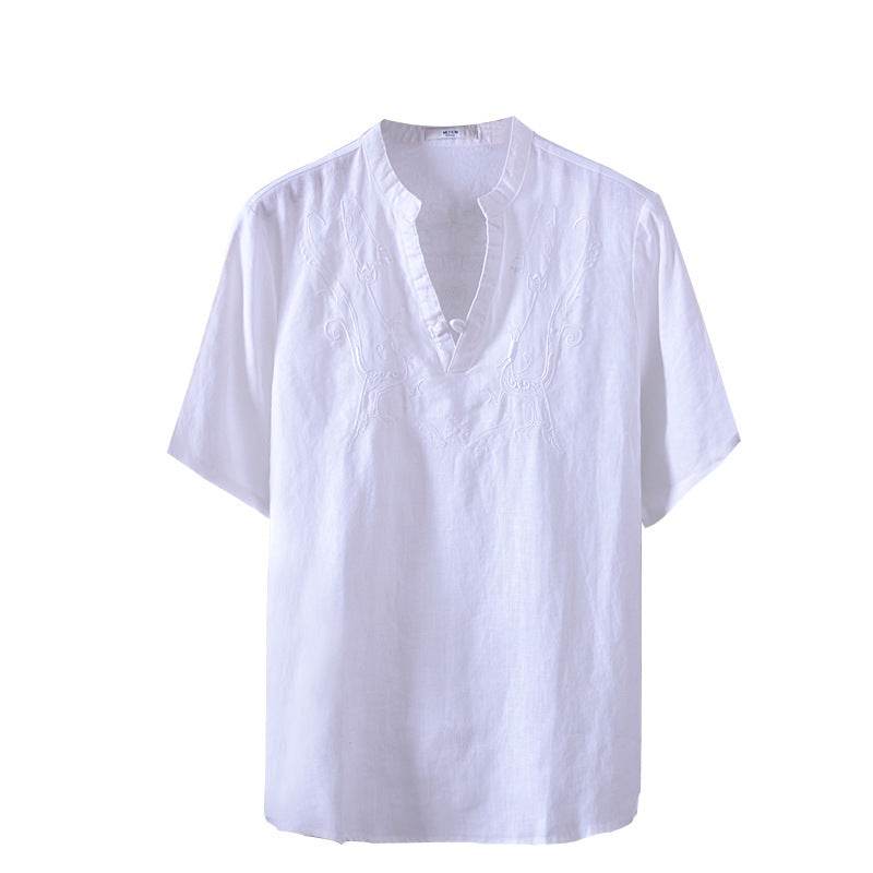 Linen embroidered shirt - Mubimart