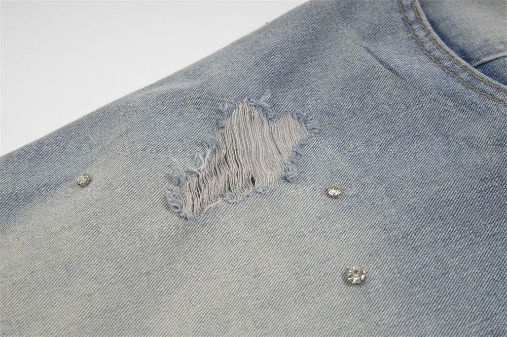Ripped Denim Shorts For Men And Women - Mubimart