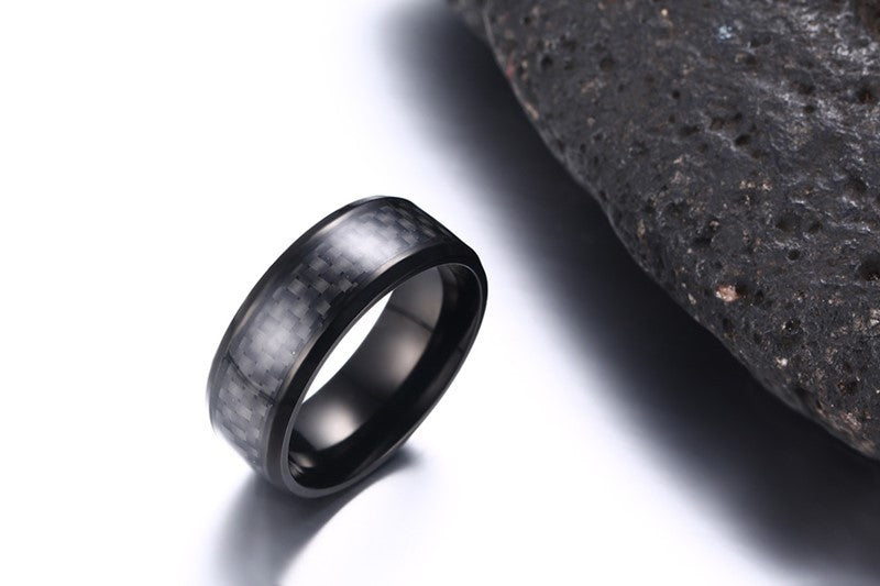 Schwarz Carbon Fiber Inlay männer Hochzeit Marke Ring Edelstahl Schmuck Dropshopping 8mm