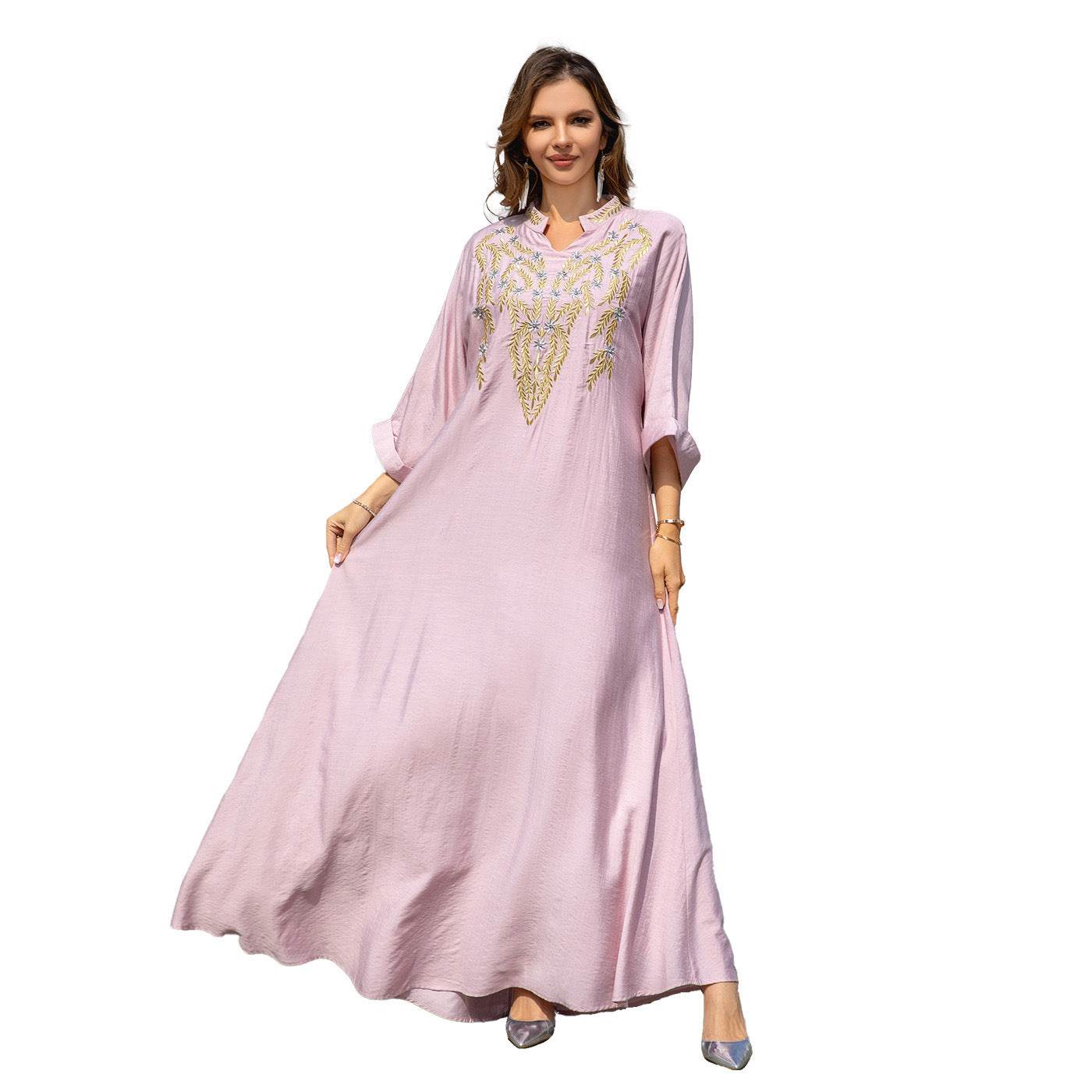 Muslim Women Embroidered Robe Dress - Mubimart