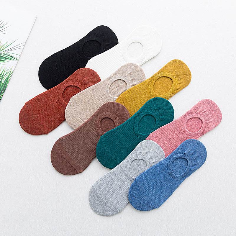 Cotton Spring And Summer Invisible Socks Low Cut Silicone Non-slip - Mubimart