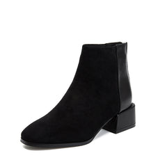 Retro Square Heel Pointed Toe Ankle Boots Fashion Versatile Chelsea Boot Women's Shoes