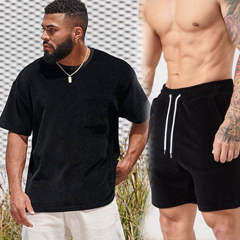 Men's Workout Exercise T-shirt Shorts Suit - Mubimart