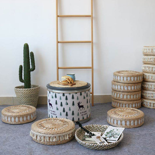 Handmade Straw Futon Seat Cushion Worship Buddha And Hit Thickening Floor Pillow Outdoor Decorative - Mubimart