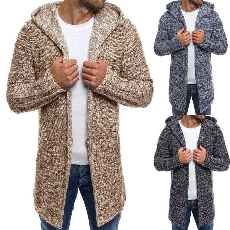 Mens Hoode Trench Cardigan Blouse Outwear Padded Down Winter - Mubimart