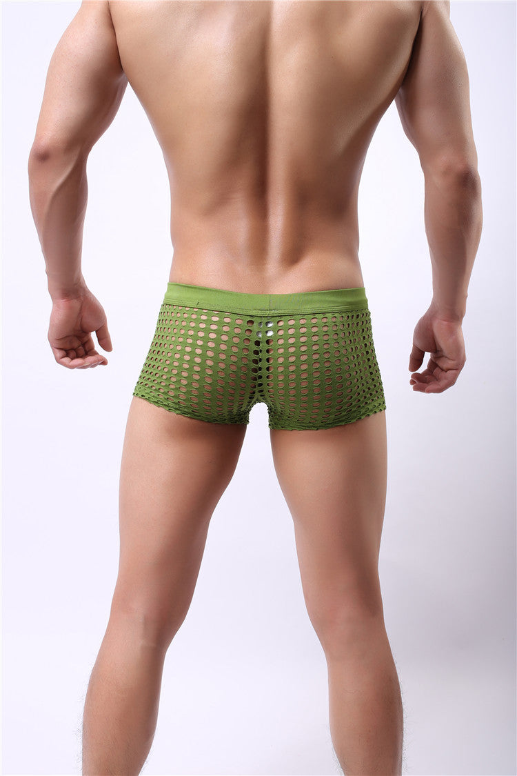 Mesh boxer briefs hollowed out