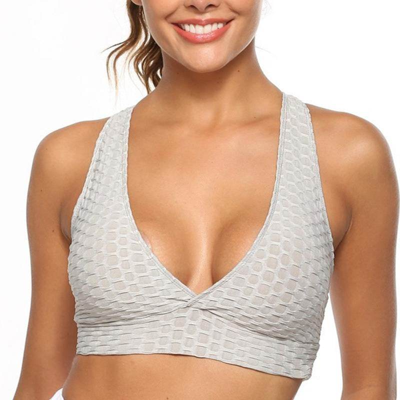 Fitness Womens Bra Strap Hanging Neck Sexy Bralette Elastic Stitching - Mubimart