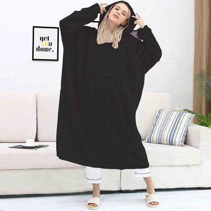 Couple Nightgown Double-sided Flannel Plus Long Hooded Nightgown - Mubimart
