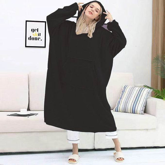 Couple Nightgown Double-sided Flannel Plus Long Hooded Nightgown - Mubimart