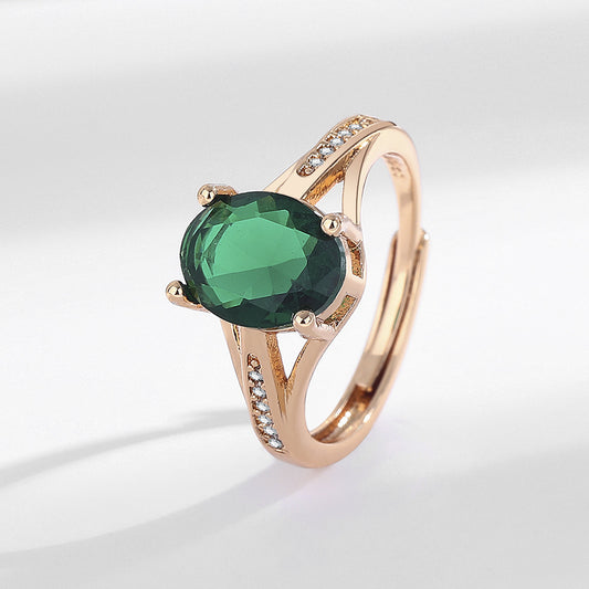 Light Luxury Champagne Gold Micro Inlaid Zircon Diamond Ring