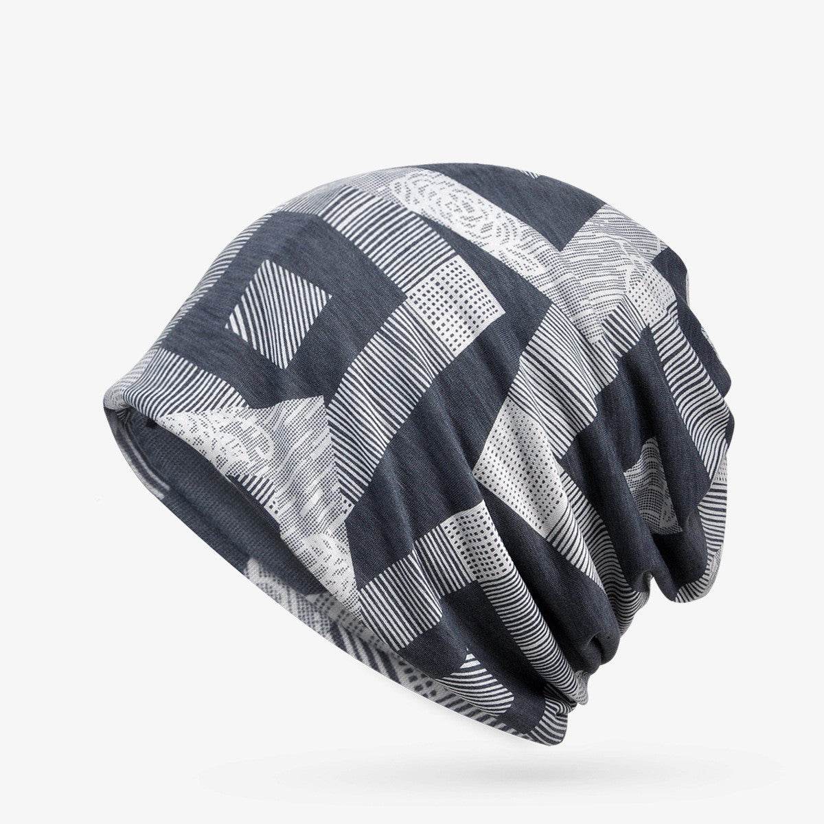 Hooded Cap And Bib Dual-use Men And Women Geometric Baotou Piled Hats - Mubimart