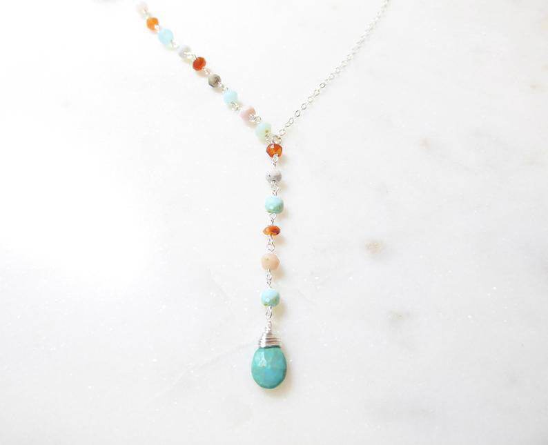 Colorful Rice Bead Chain Necklace Women New - Mubimart