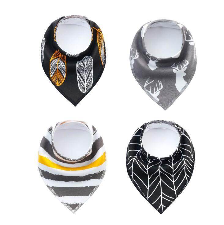 4pcs Lot Bibs Burp Cloth Print Arrow Wave Triangle Baby Bibs Cotton Bandana Accessories - Mubimart