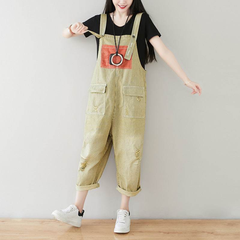 Women's Plus Size Retro Denim Harem Jumpsuit - Mubimart