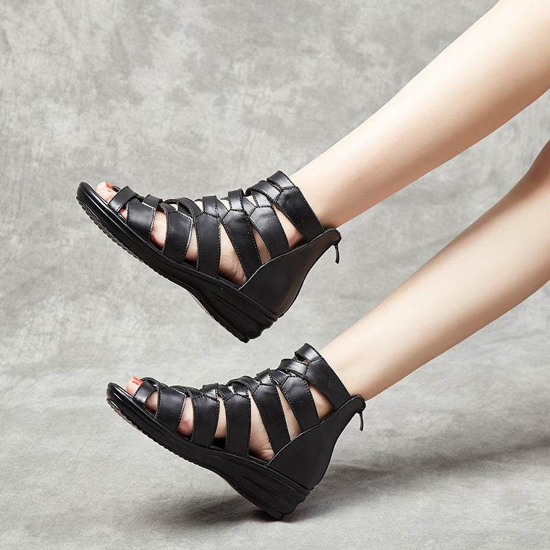 Women's Fashion Wedge Flat Sandals - Mubimart