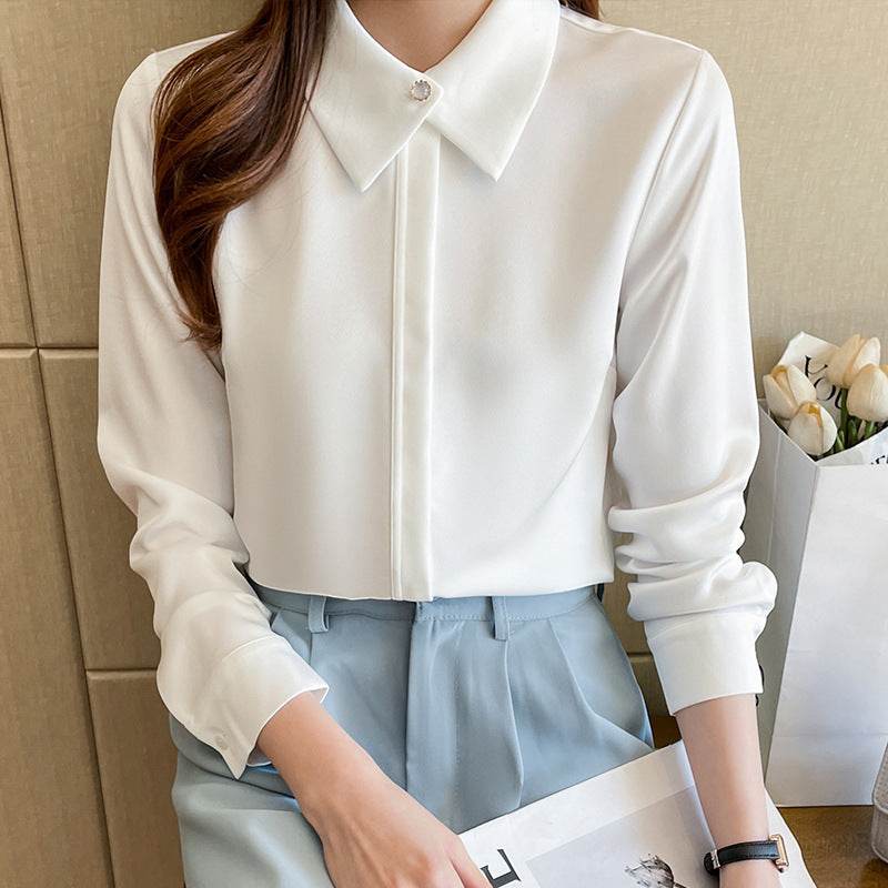 Business Chiffon Blouse Women Long Sleeve Tops Outerwear - Mubimart