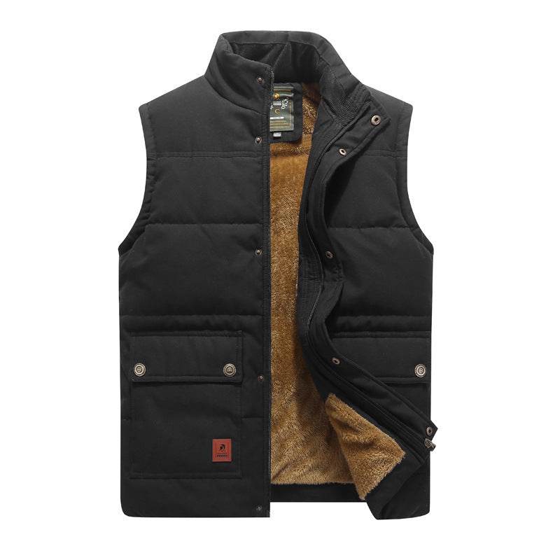 Large Size Vest Men Plus Velvet Thick Cotton Vest - Mubimart