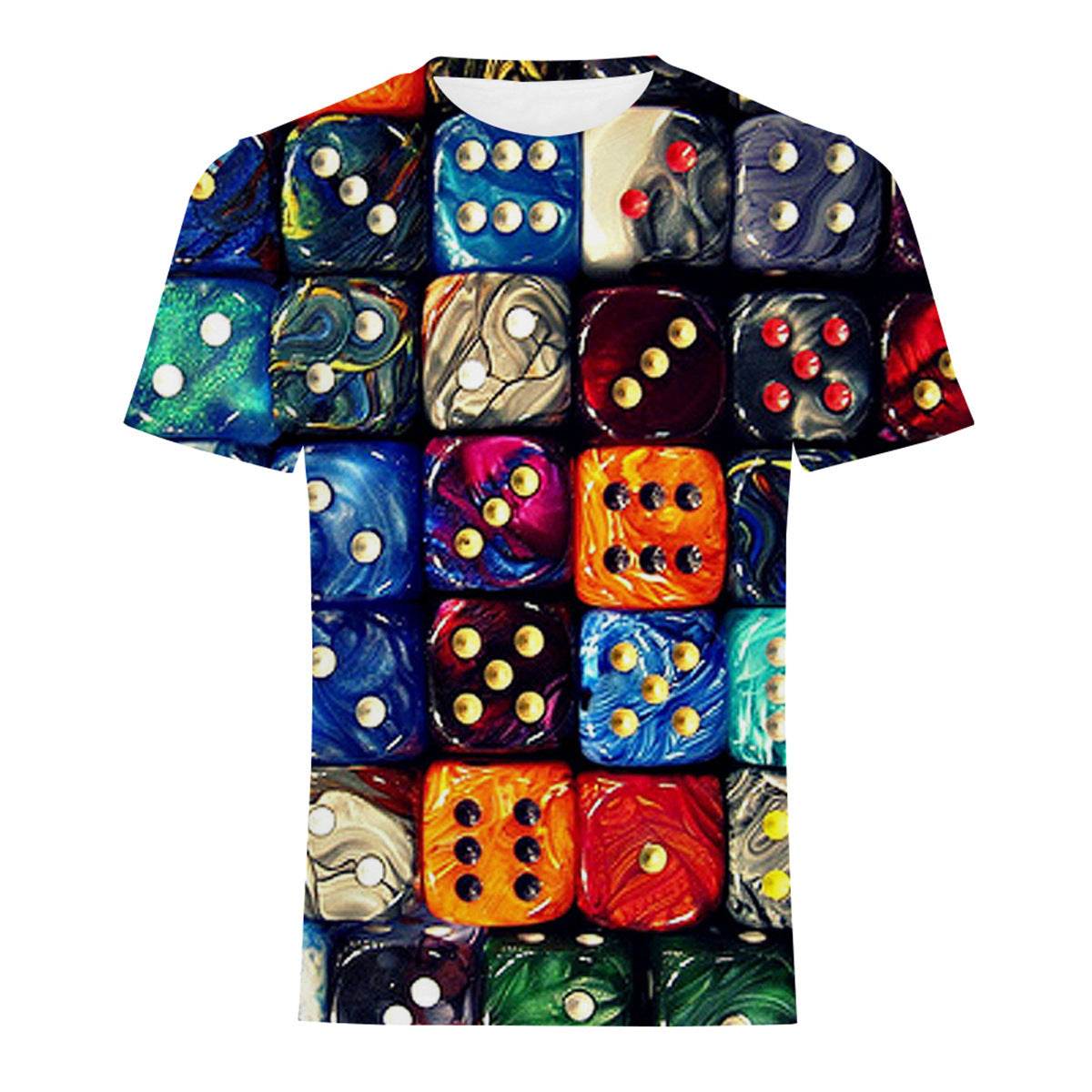 Mens Fashion Casual Digital Print Crew Neck T-shirt - Mubimart