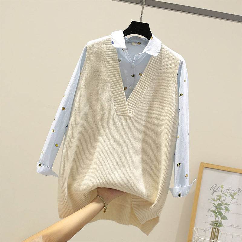 Knitted vest sweater vest - Mubimart