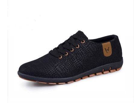 Mens Casual Fashion Low Lace-up Canvas Shoes Flats - Mubimart