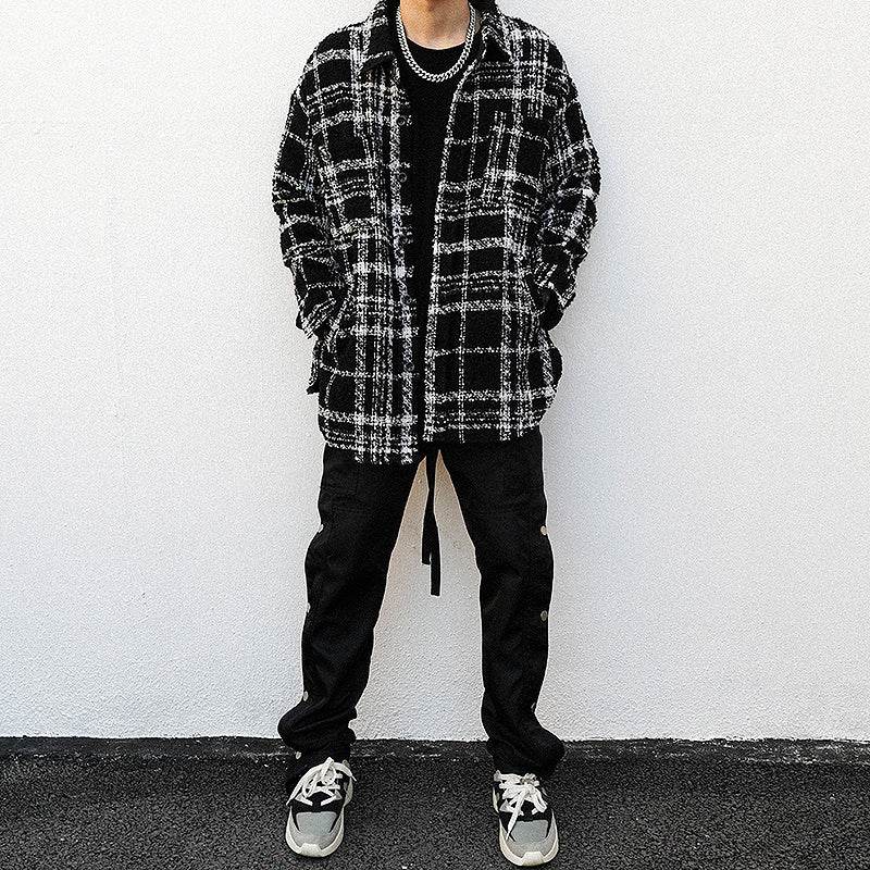 Plaid Padded Woolen Shirt Jacket - Mubimart