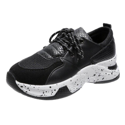 Leopard Print Sneakers Women Lace Up Walking Running Sports Shoes - Mubimart