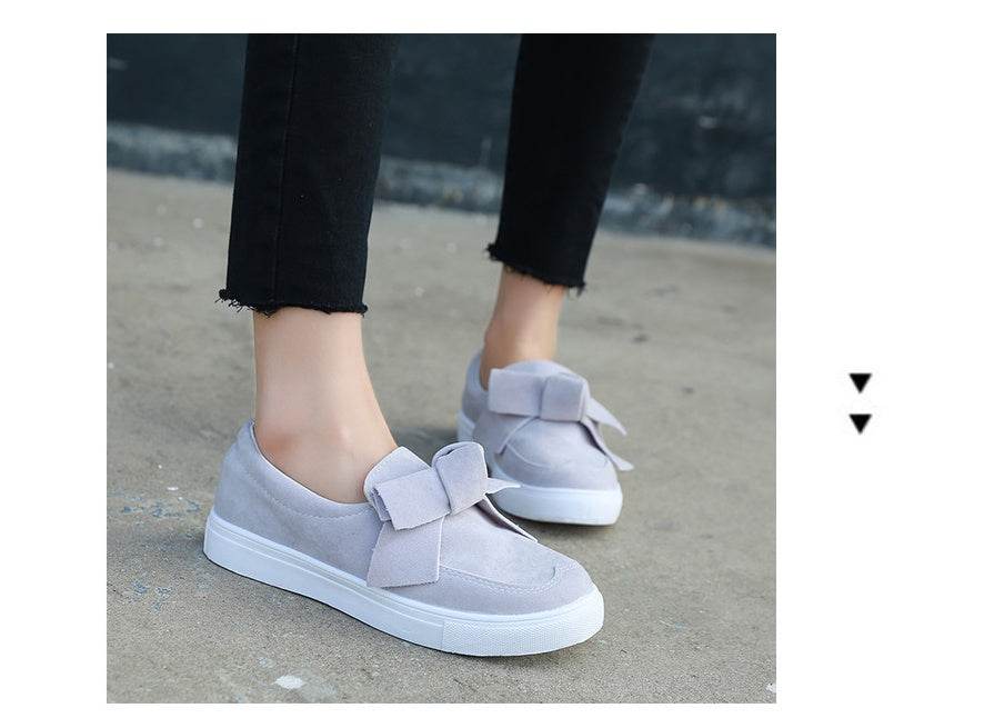 Women Nubuck Loafers Casual Bowknot Shoes - Mubimart