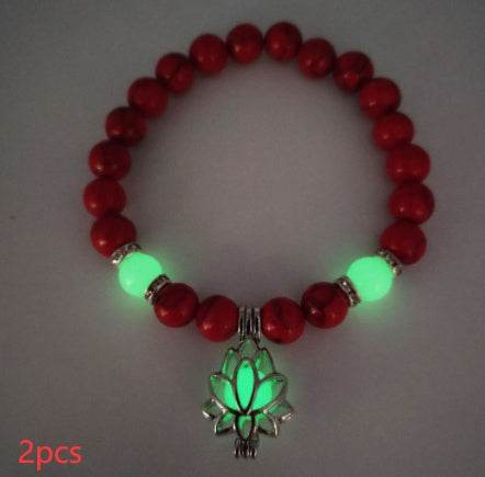 Energy Luminous Lotus Natural Stone Bracelet Yoga Healing Luminous Glow In The Dark Charm Beads Bracelet For Men Women Prayer Buddhism - Mubimart