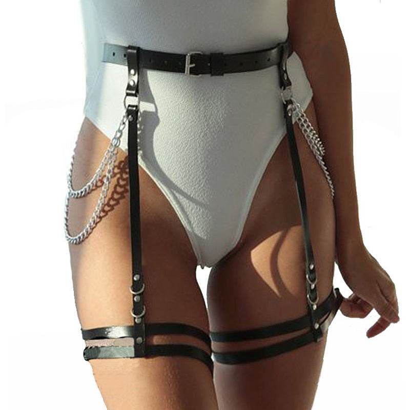 Belt And Leg Loops In One New Chain Garter Belt Leather Appeal - Mubimart