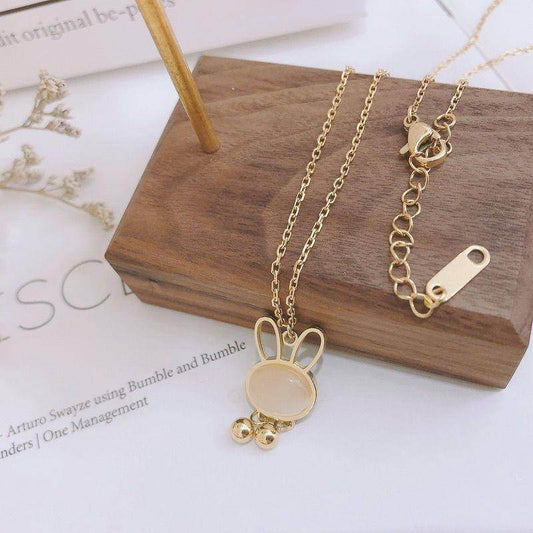 Clavicle Chain Opal Rabbit Necklace Women - Mubimart