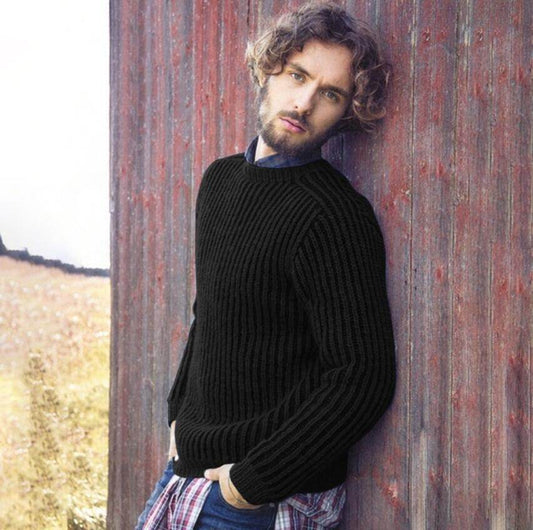 Knitted sweater pullover round neck sweater - Mubimart