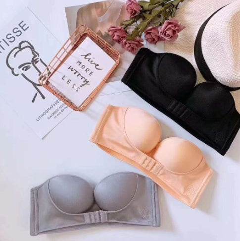 Girl Wireless Push Up Bra Strapless Invisible Sexy Fashion Underwear Female Small Size Thickened - Mubimart