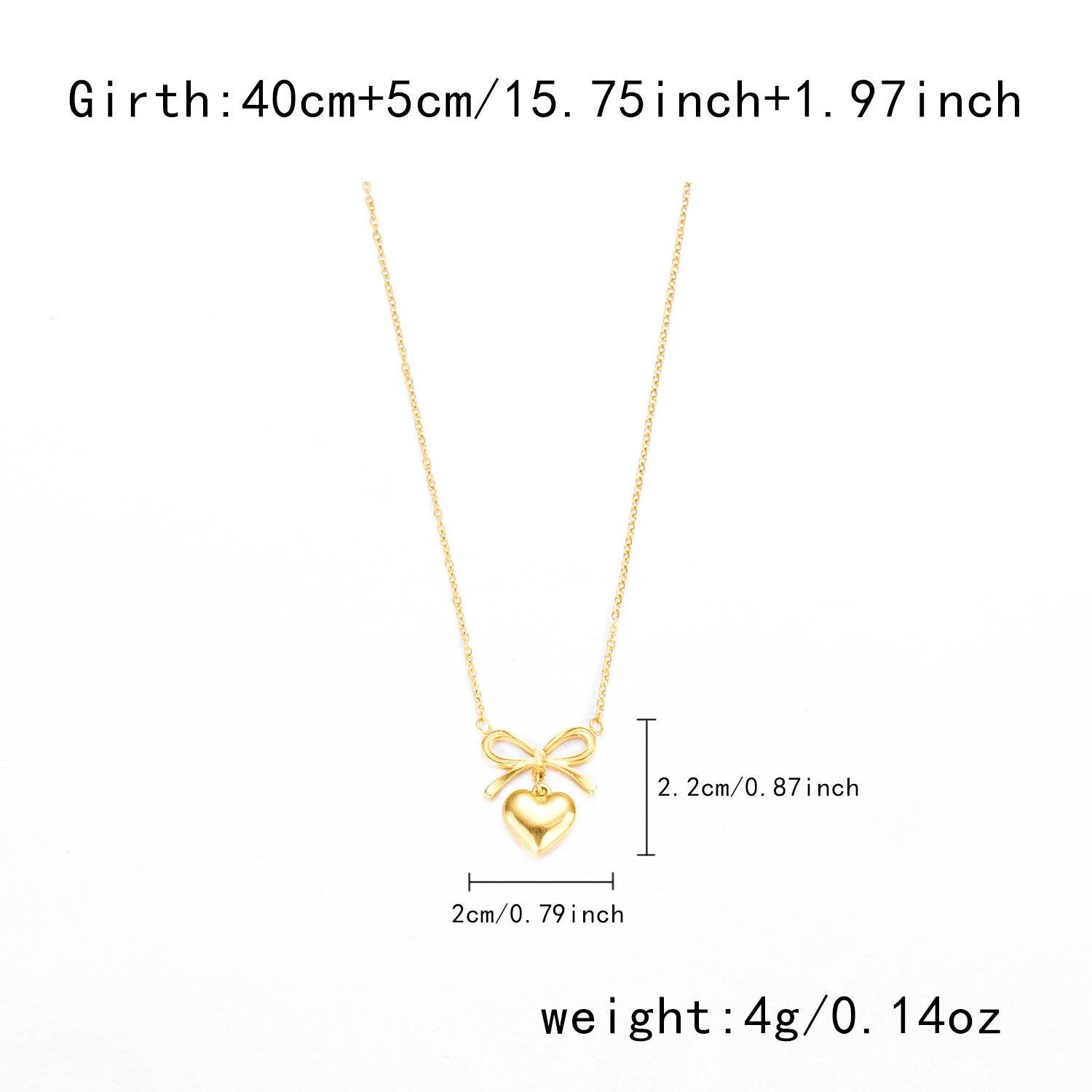 Stainless Steel New Fashion Fine Waterproof Jewelry Love Heart Bowknot Shape Charm Chain Choker Necklaces Pendant For Women Fashion Jewelry - Mubimart