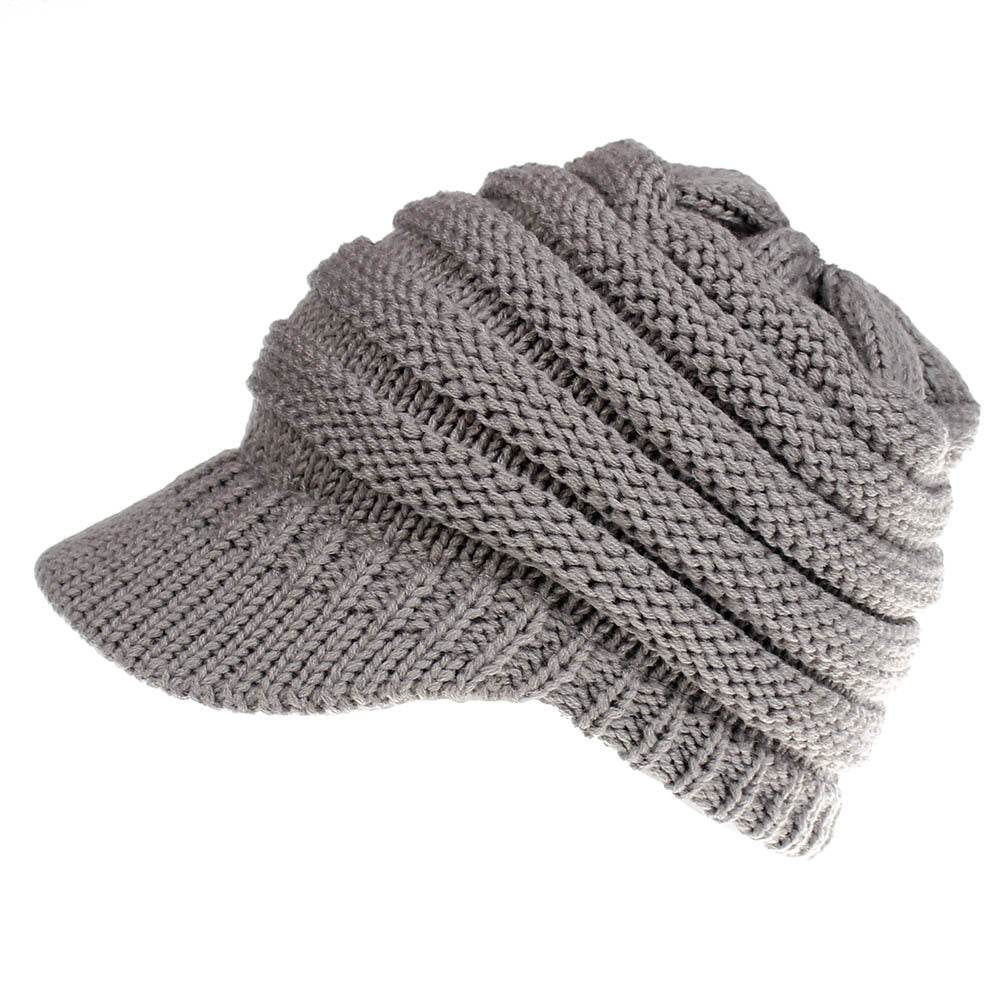 Women Ponytail Beanies Autumn Winter Hats Female Soft Knitting Caps Warm Ladies Skullies - Mubimart