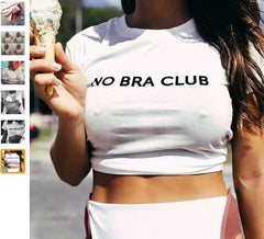 No Bra Club - Free The Nipples Feminist Womenempower Cotton Crop Top T-shirt - Mubimart -  