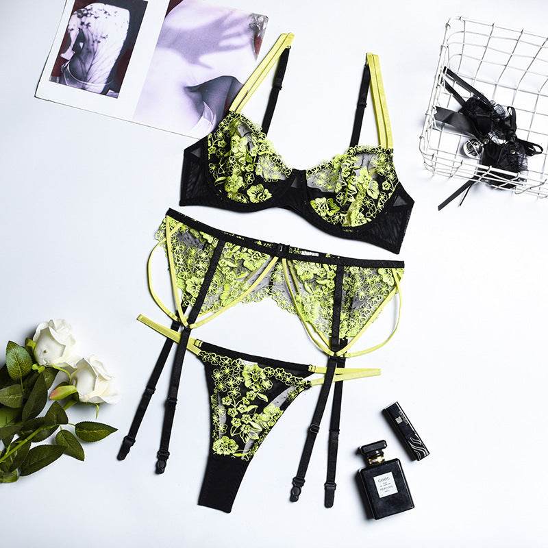 Women's Embroidered Lace Underwired Shapewear - Mubimart