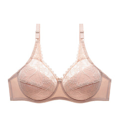 Plus Size Ultra-thin Mold Cup Cotton Bra - Mubimart -  